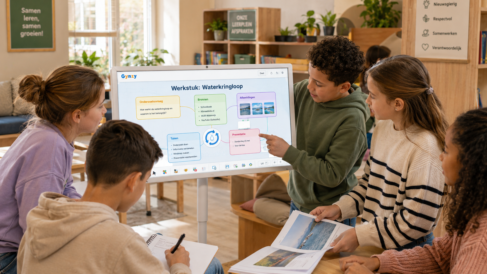 Tijdelijke leerhoek met Mobile Display en educatieve content