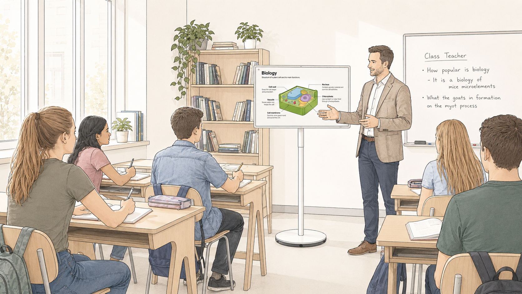 Illustratieve onderwijsruimte met Mobile Display